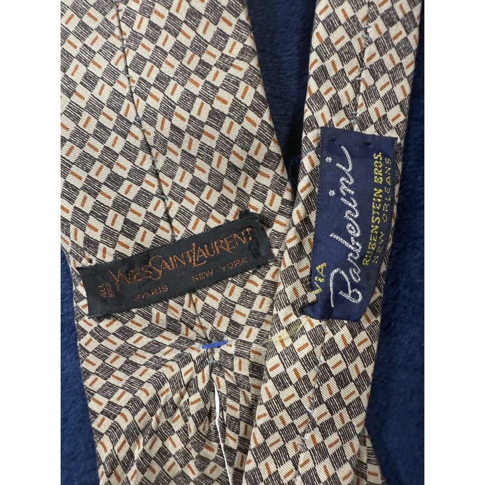 Yves Saint Laurent Mens Silk Classic Length Geometric - Picture 3 of 9